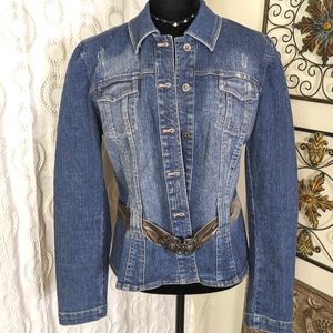 Gianni Bini Belted Blue 💙 Jean Jacket Sz Large